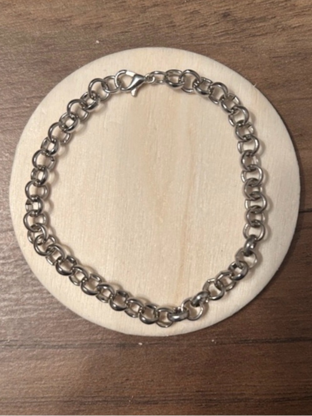 B - Classic Sterling-Color Link Chain Bracelet